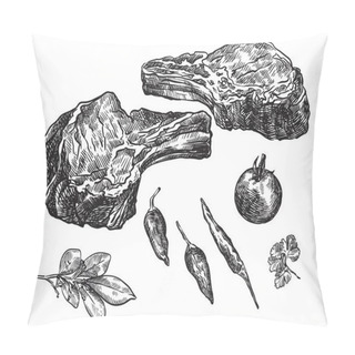 Personality  Raw Beef On Bones And Spices Pillow Covers