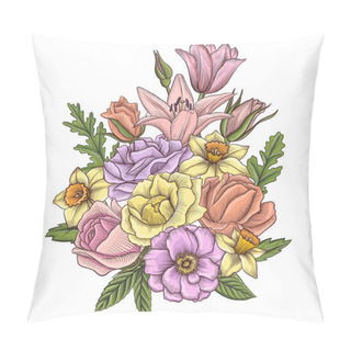 Personality  Vintage Vector Floral Composition Pillow Covers