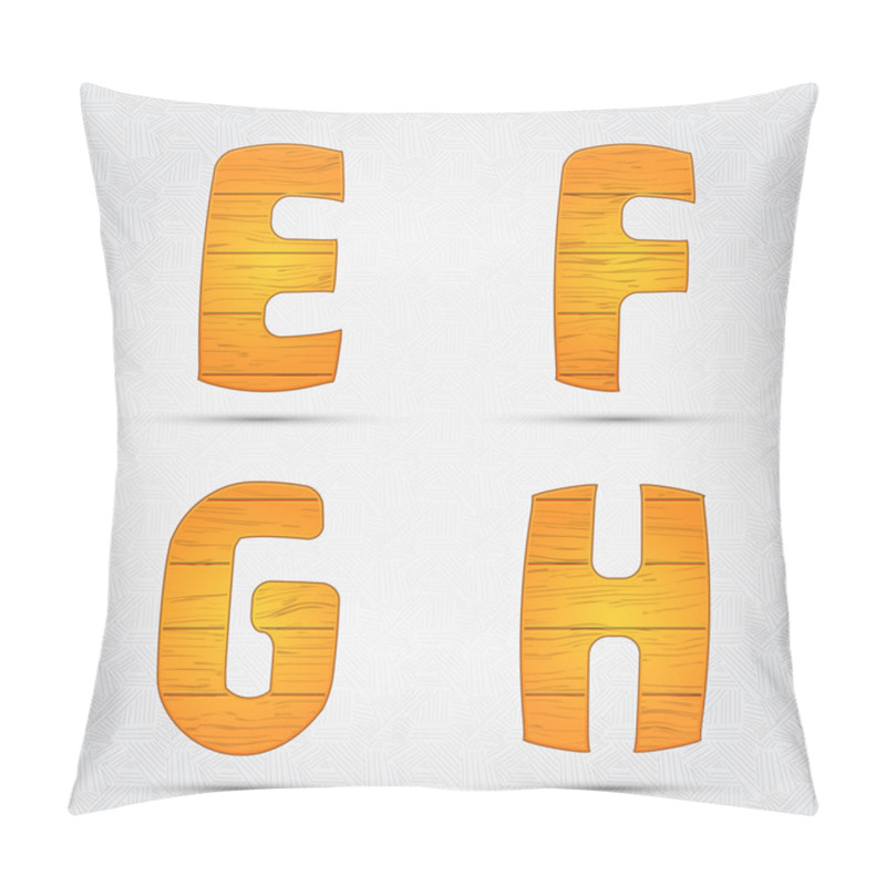 Personality  Wooden vector font. E, F, G, H pillow covers