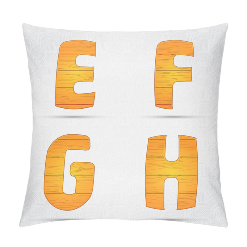 Personality  Wooden Vector Font. E, F, G, H Pillow Covers