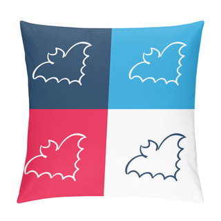 Personality  Bat Outline Blue And Red Four Color Minimal Icon Set Pillow Covers