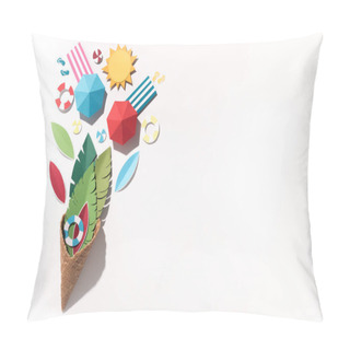 Personality  Summer Beach Resort Concept In Waffle Cornet On White Pillow Covers