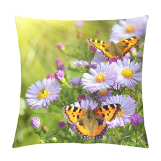 Personality  Two Butterfly On Flowers Pillow Covers