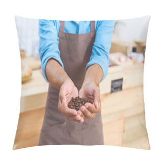 Personality  Barista Holding Coffee Beans  Pillow Covers