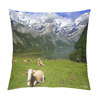 Personality  Cows, Lake And Mountains Pillow Covers