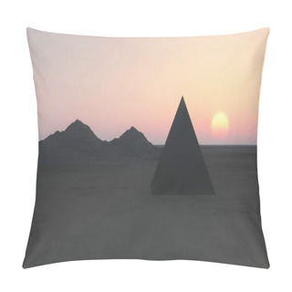 Personality  Pyramid And Mountains In The Rays Of Sunset. 3D Illustration Pillow Covers