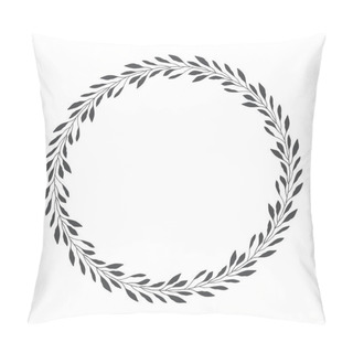 Personality  Vector Hand Drawn Floral Wreath, Round Frame With Leaves Pillow Covers