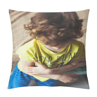 Personality  Close-up Portrait Of Crying Toddler Boy, Bad Mood, Negative Emotion Concept Pillow Covers