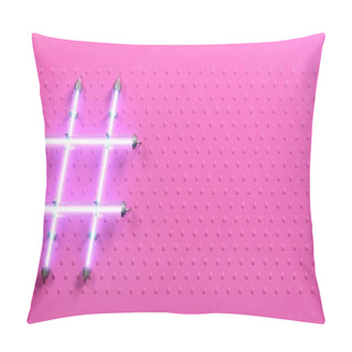 Personality  Hashtag Pink Plastic Banner Neon Light Sign Pillow Covers
