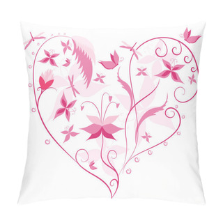 Personality  Floral Love Shape. Heart Of Flowers, Butterflies And Dragonflies Pillow Covers