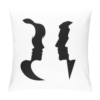 Personality  Abstract Profile Of A Woman And Man Pillow Covers