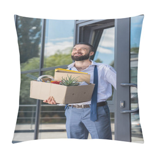 Personality  Fired Happy Businessman With Box Pillow Covers
