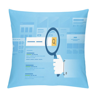 Personality  Flat Line Design Website Banner Of Web Search Pillow Covers