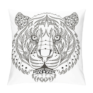Personality  Tiger Head Zentangle Stylized, Vector, Illustration, Pattern, Freehand Pencil, Hand Drawn. Zen Art. Ornate Vector. Pillow Covers