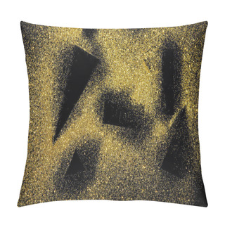 Personality  Black Shapes On Golden Glittering Background Pillow Covers