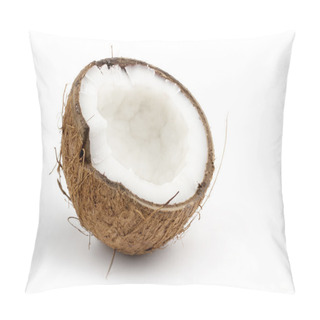 Personality  Coconut Cut In Half Isolated On White Background Pillow Covers