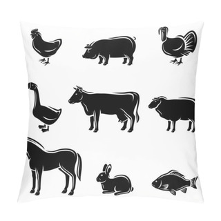 Personality  Farm Animals Set. Vector Pillow Covers