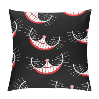 Personality  Cheshire Cat Smile  Seamless Pattern. Vector Background. Pillow Covers