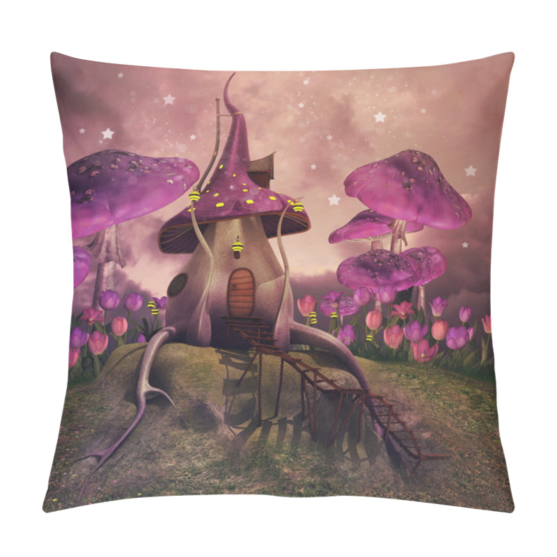 Personality  Fantasy Mushrooms On A Hill Pillow Covers