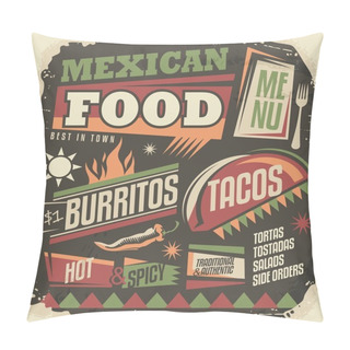 Personality  Mexican Restaurant Funky Menu Design Concept Pillow Covers