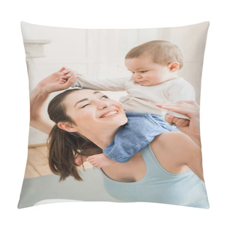 Personality  Mother Carrying Her Son Piggyback  Pillow Covers