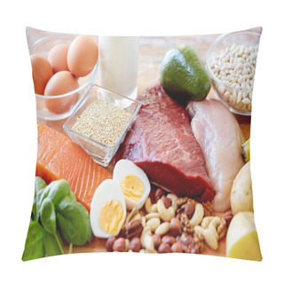 Personality  Close Up Of Different Food Items On Table Pillow Covers