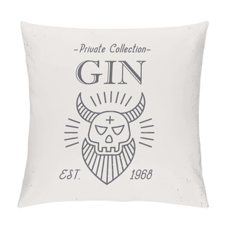 Personality  Vintage Alcohol Drink Label Design With Ethnic Elements In Thin Line Style. Pillow Covers