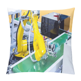 Personality  Robot Arm Is Working Smartly In The Production Department In Artificial Intelligence Factory Pillow Covers