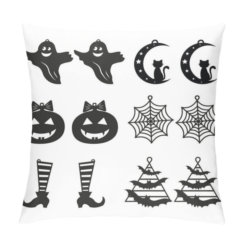 Personality  Earrings black pattern decor for Halloween, vector illustration. pillow covers