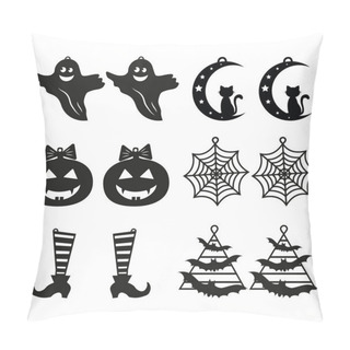 Personality  Earrings Black Pattern Decor For Halloween, Vector Illustration. Pillow Covers