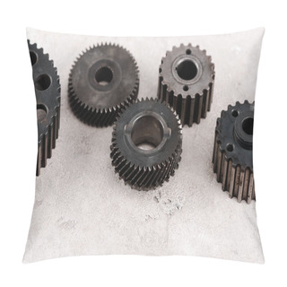 Personality  Metal Round Gears On Grey Background Pillow Covers