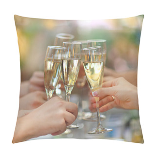 Personality  People Holding Glasses Of Champagne Making A Toast Pillow Covers