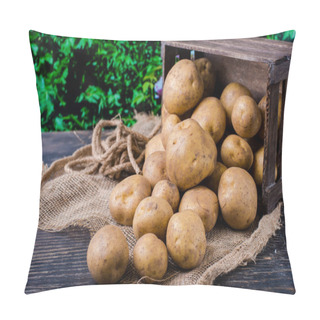 Personality  Wooden Box With Potatoes On Sacking Pillow Covers