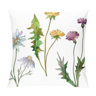 Personality  Wildflowers Floral Botanical Flowers. Wild Spring Leaf Wildflower Isolated. Watercolor Background Illustration Set. Watercolour Drawing Fashion Aquarelle. Isolated Flowers Illustration Element. Pillow Covers