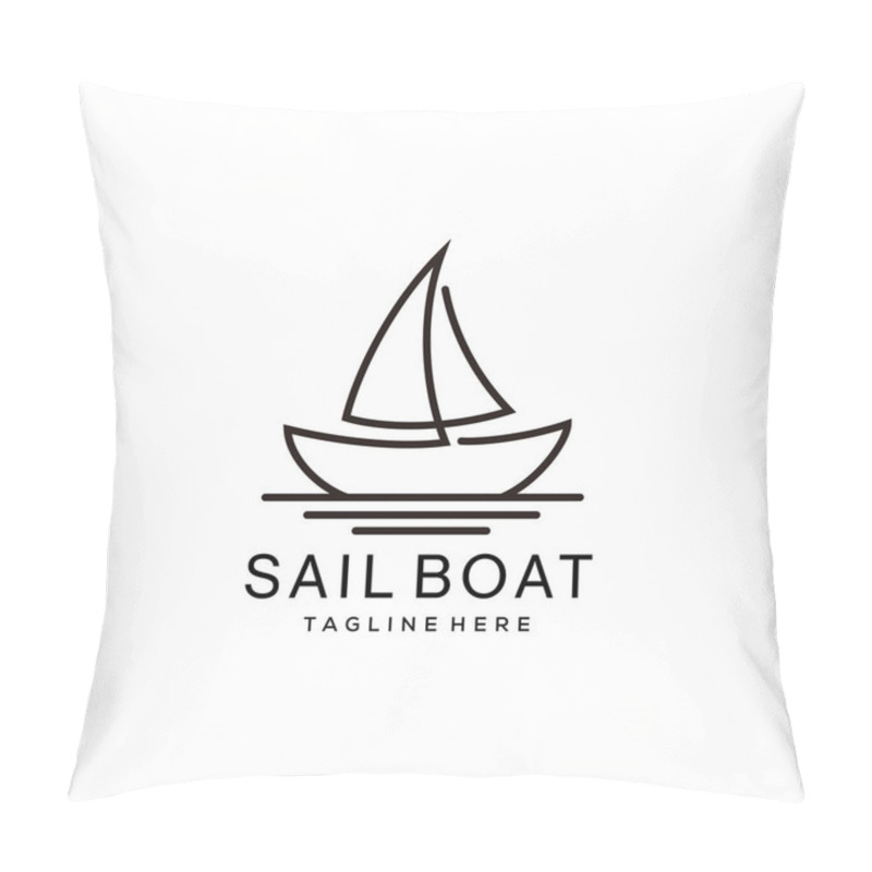 Personality  Simple Sailboat Dhow Ship Line Art Logo Design Pillow Covers