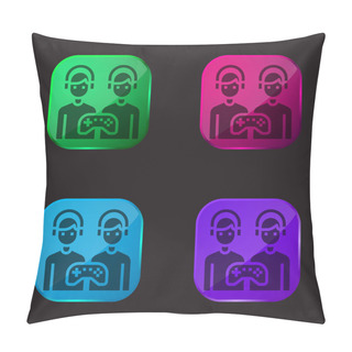 Personality  Battle Four Color Glass Button Icon Pillow Covers