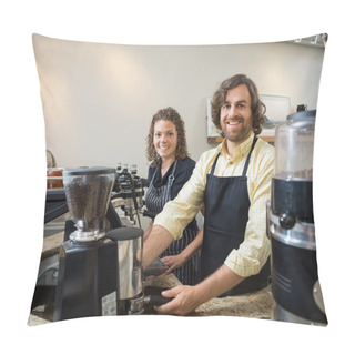 Personality  Colleagues Working In Coffeeshop Pillow Covers