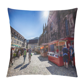 Personality  FREIBURG IM BREISGAU, GERMANY, Morning Market In Town Hall Squar Pillow Covers