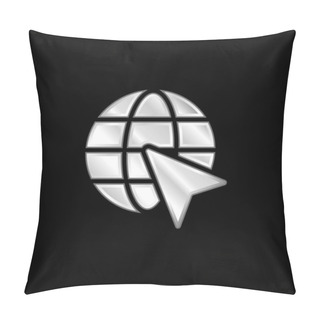 Personality  Arrow On Eart Silver Plated Metallic Icon Pillow Covers