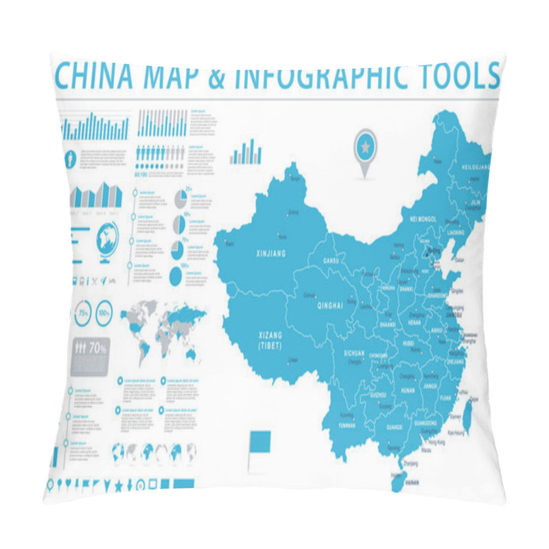 Personality  China Map - Info Graphic Vector Illustration Pillow Covers