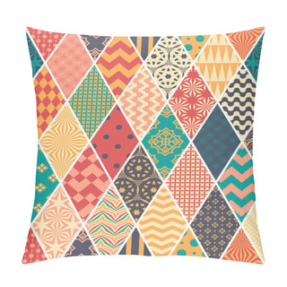 Personality  Seamless Pattern In Style Of Patchwork. Vector. Pillow Covers