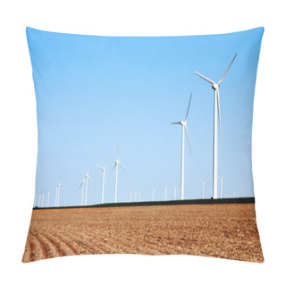 Personality  Plowed Field And Wind Turbines Pillow Covers