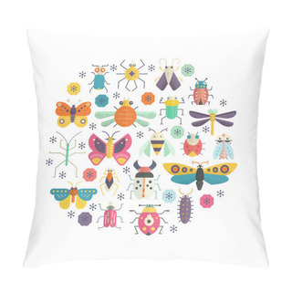 Personality  Cute Bugs And Insects Circle Pillow Covers