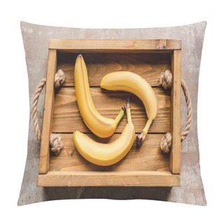 Personality  Top View Of Ripe Bananas In Wooden Box On Weathered Surface Pillow Covers
