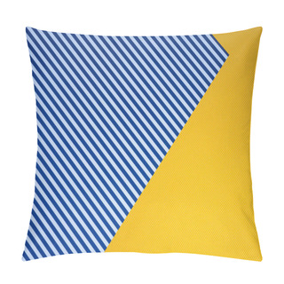 Personality  Top View Of Blue Striped And Yellow Dotted Templates For Background Pillow Covers