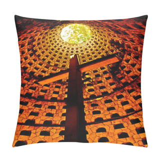 Personality  Sunlight Shining On A Cross In A Crypt Of Cozumel, Mexico. Pillow Covers