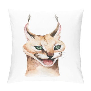Personality  Caracal Cat Cartoon. Lynx. Bobcat. Portrait Of A Cat Pillow Covers