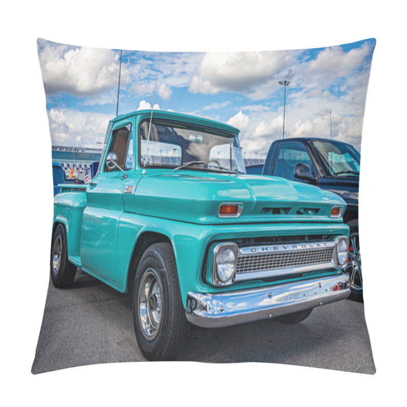 Personality  Daytona Beach, FL - November 28, 2020: 1965 Chevrolet C10 pickup truck at a local car show. pillow covers