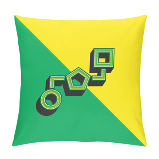 Personality  Block Schemes Of Three Geometric Shapes Connected By Lines Green And Yellow Modern 3d Vector Icon Logo Pillow Covers