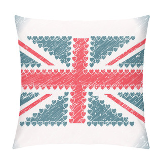 Personality  Union Jack Hearts Grunge Flag Pillow Covers